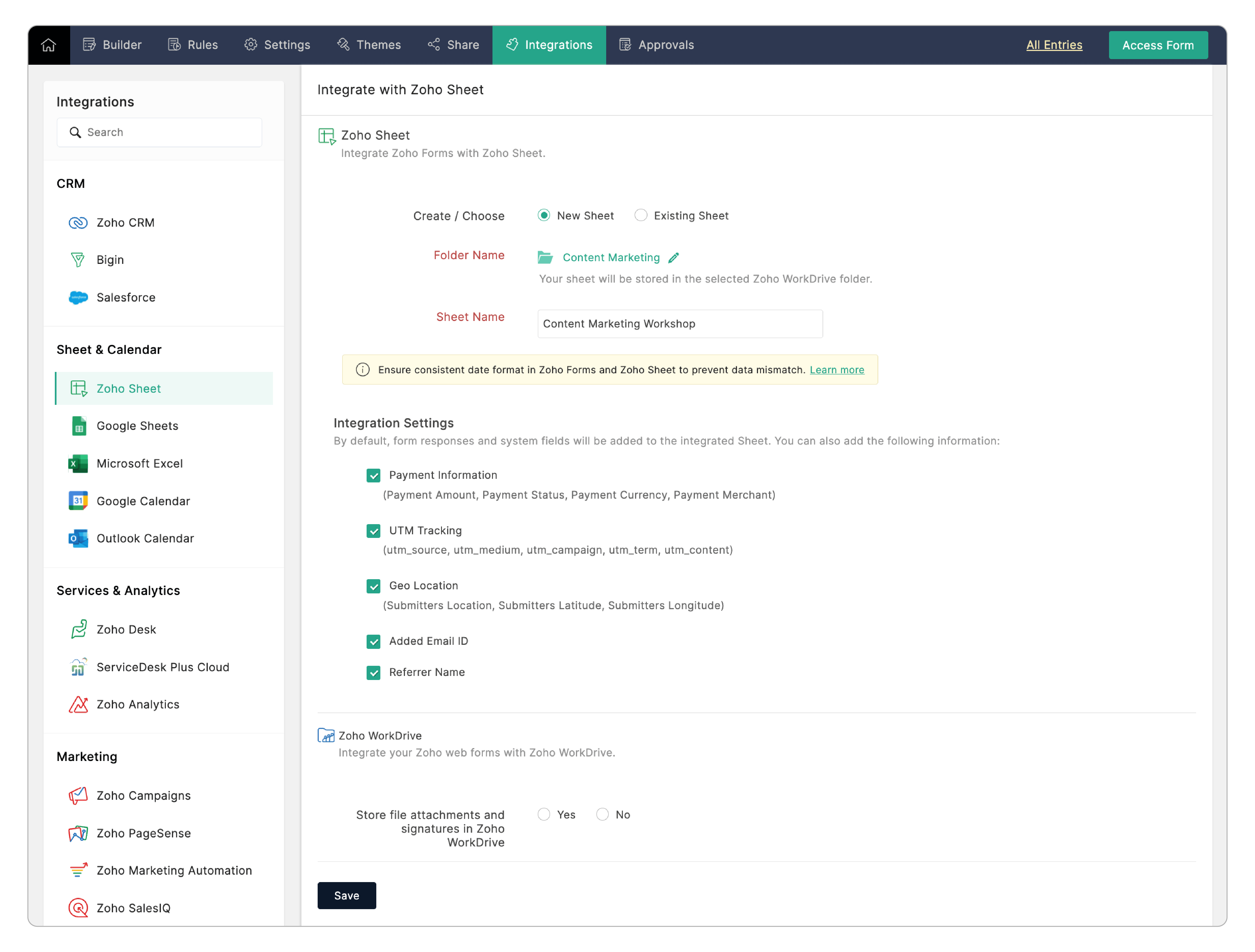 Integration setup