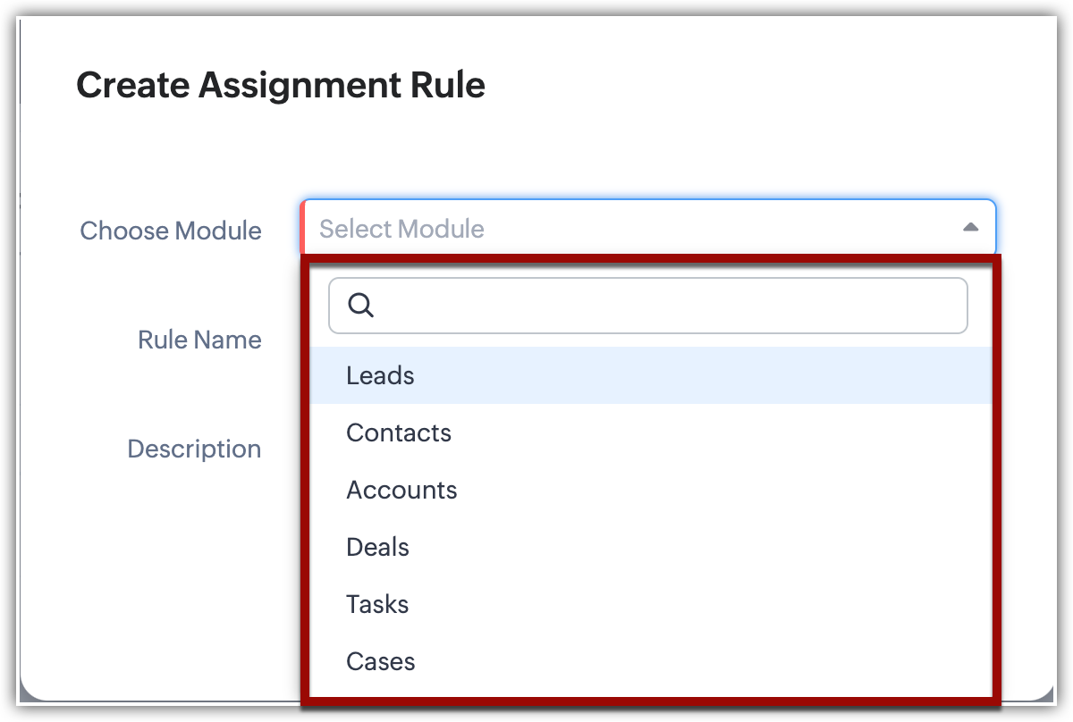 assignment rule in zoho crm