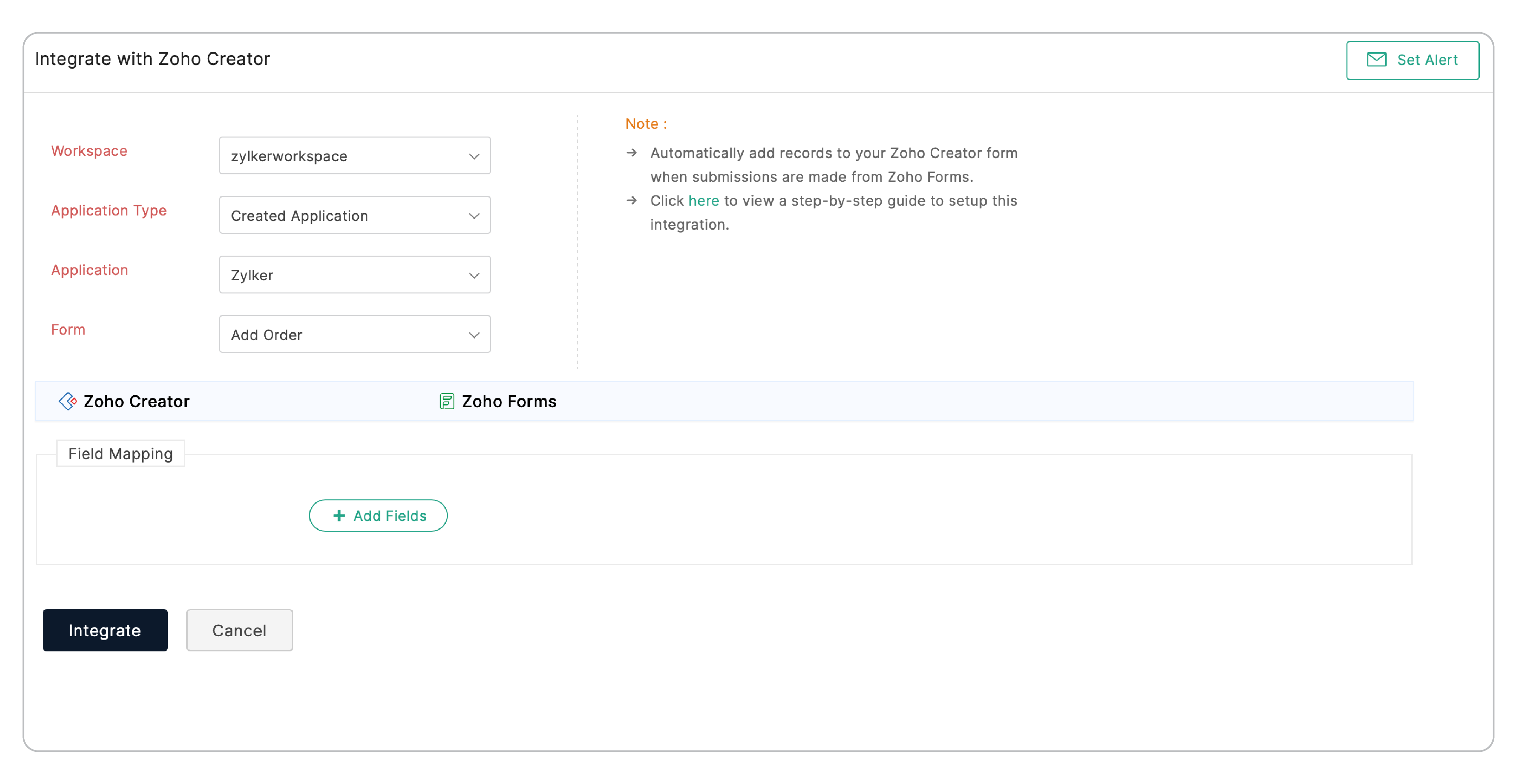 Select the Creator form