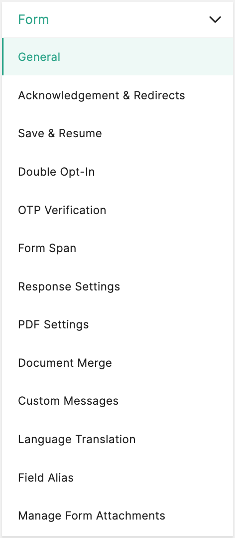 Form Settings