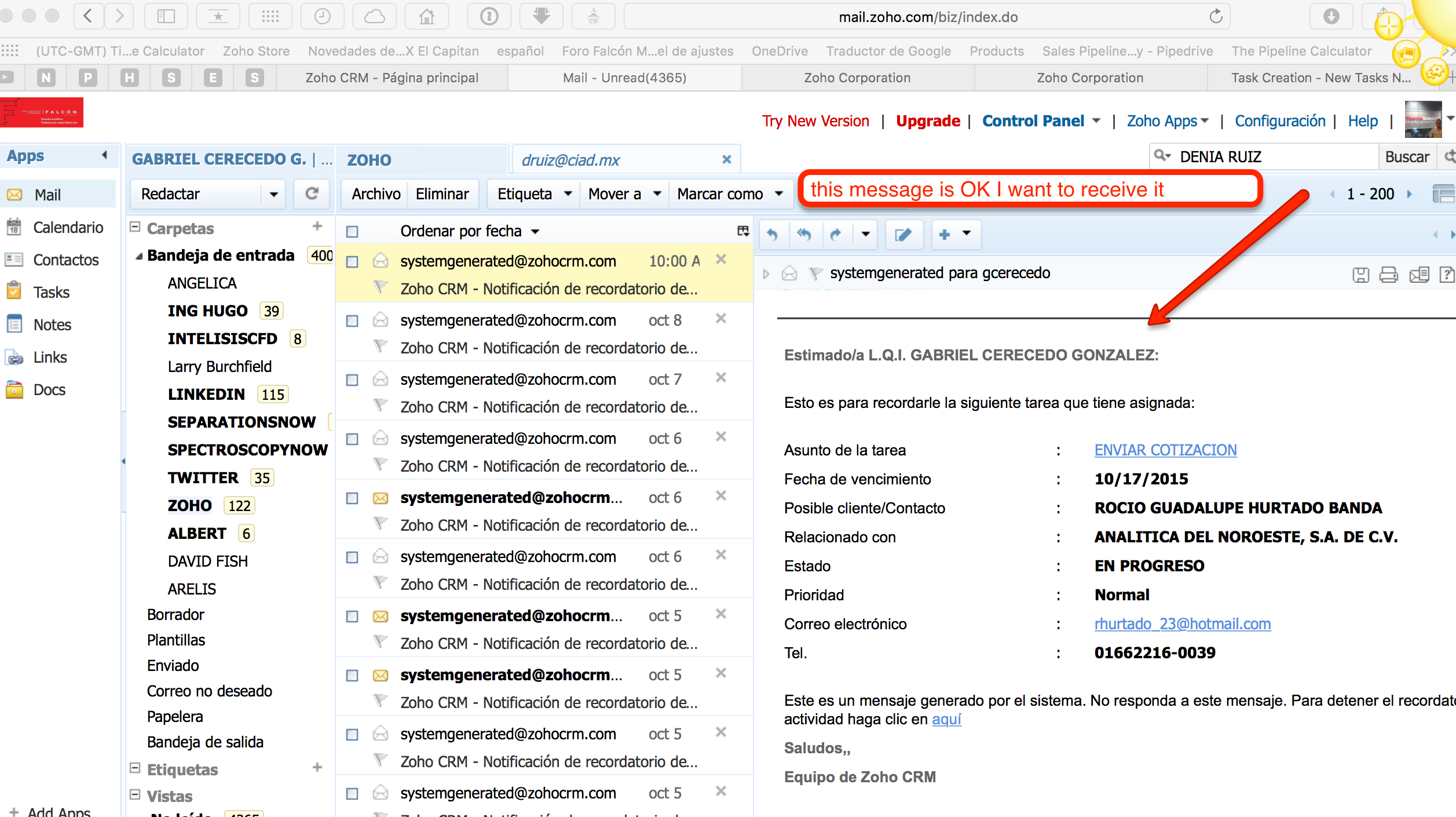 Notification new task by mail